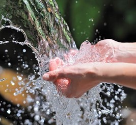 Running water on hands